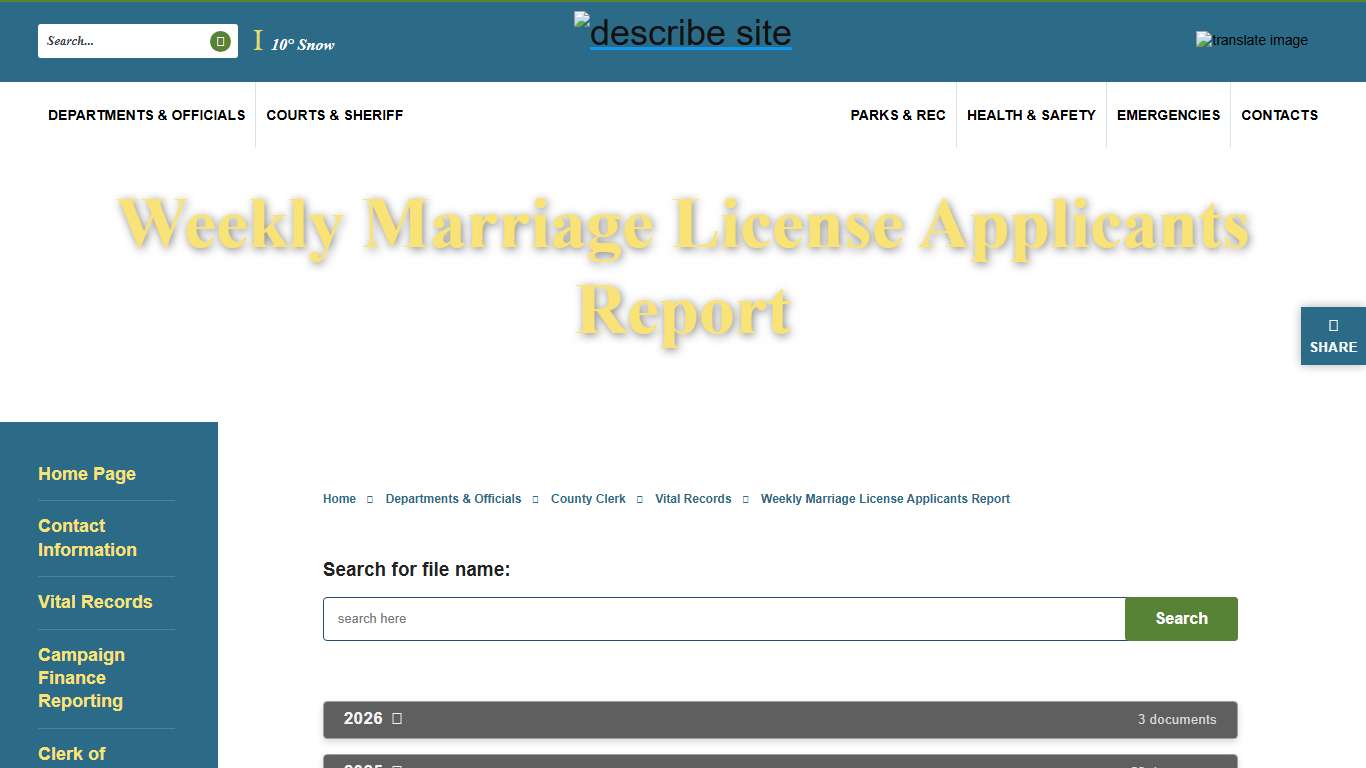 Ingham County - Weekly Marriage License Applicants Report